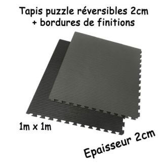 Tapis puzzle réversible 2cm noir gris