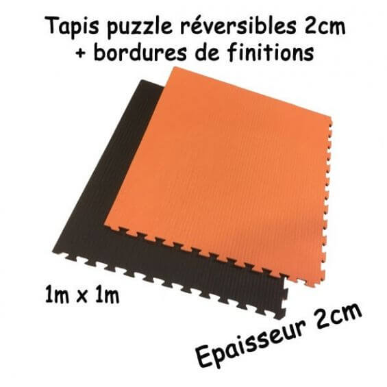 Tapis puzzle réversible 2cm noir orange