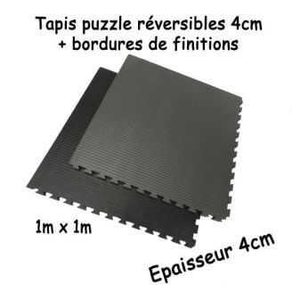 Tapis puzzle réversible 4cm noir gris