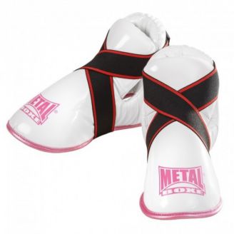Proteges pieds full contact blanc et rose Metal Boxe