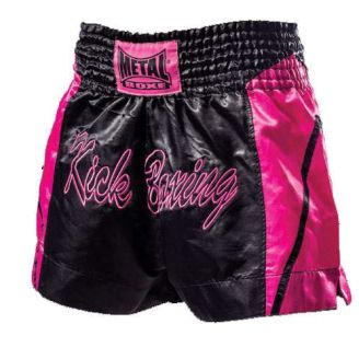 Short Kick boxing Noir et rose femme Metal Boxe