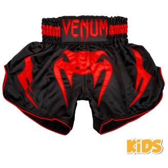 Short boxe Kick Thaï enfant Venum noir rouge