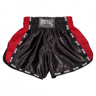 Short de boxe kick/thaï noir / rouge Métal Boxe