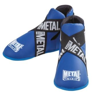 Proteges pieds full contact bleu Metal boxe