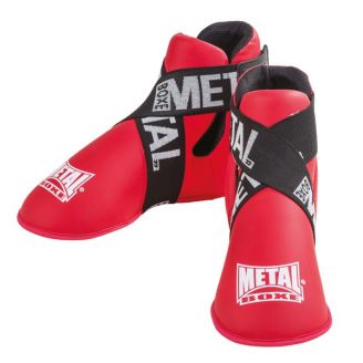 Proteges pieds full contact rouge Metal boxe