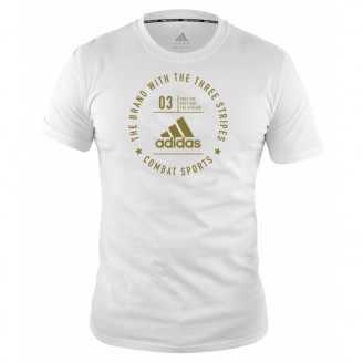 Tshirt Adidas community blanc et or