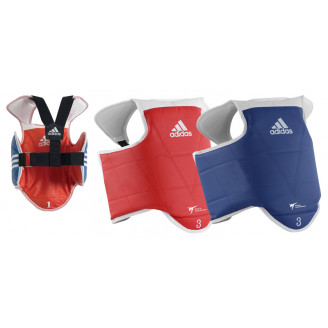 Plastron de taekwondo enfant Adidas WT réversible rouge bleu