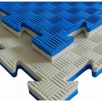 Tapis puzzle réversible 2cm bleu gris