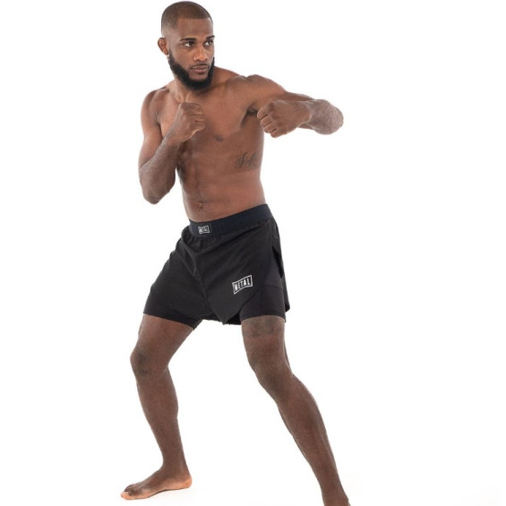 Short mma 2 en 1 Metal Boxe Noir