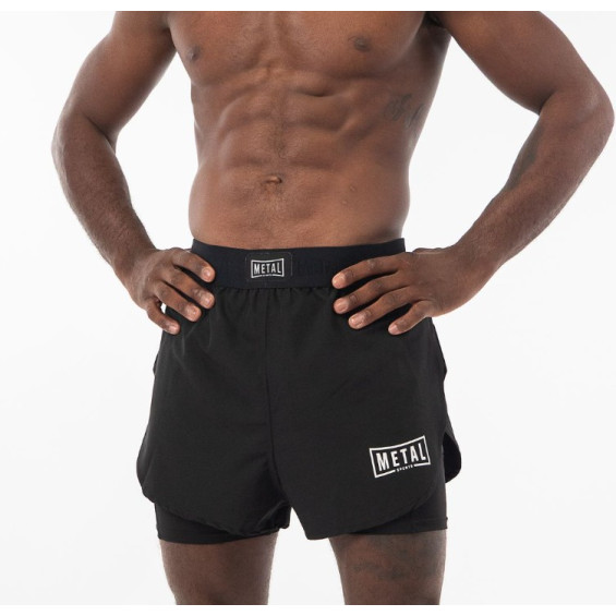 Short mma 2 en 1 Metal Boxe Noir