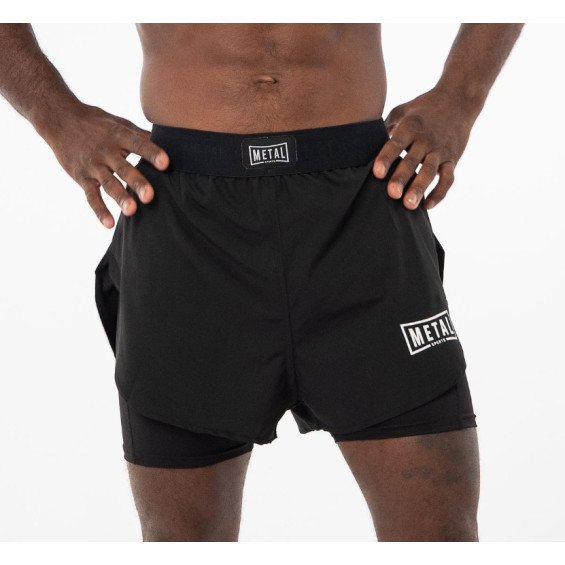 Short mma 2 en 1 Metal Boxe Noir