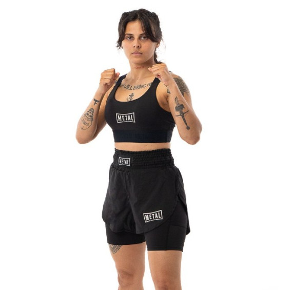 Short femme mma 2 en 1 Metal Boxe Noir