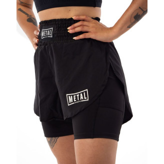 Short femme mma 2 en 1 Metal Boxe Noir