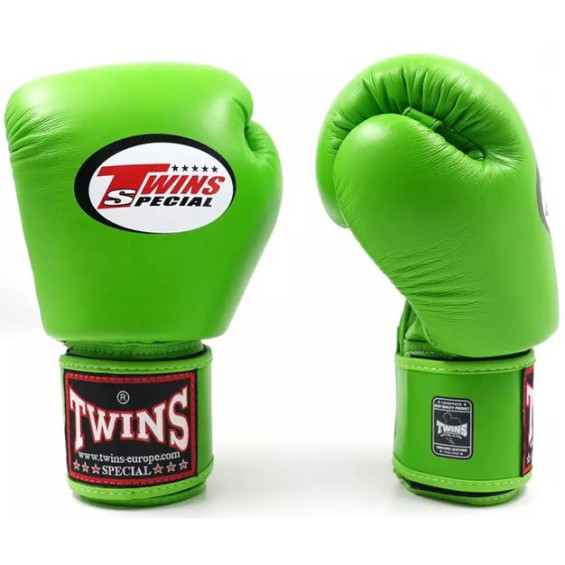 Gants de boxe Twins BGVL vert en cuir véritable
