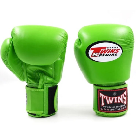 Gants de boxe Twins BGVL vert en cuir véritable