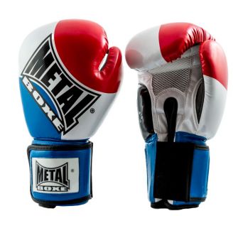 Gants de boxe compétition Bleu/Blanc/rouge brillant